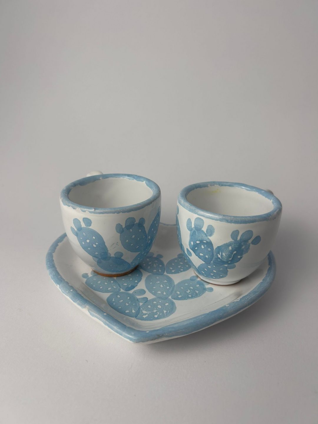 SET DA CAFFE' DIPINTO A MANO CELESTE