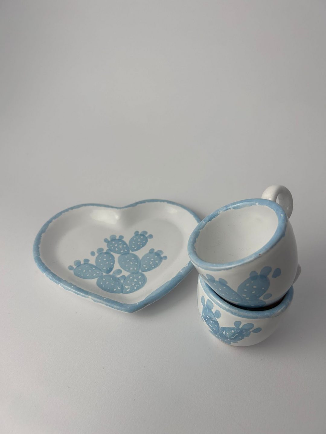 SET DA CAFFE' DIPINTO A MANO CELESTE - immagine 2