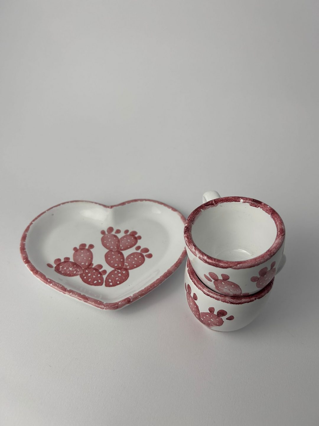 SET DA CAFFE' DIPINTO A MANO ROSSO - immagine 3