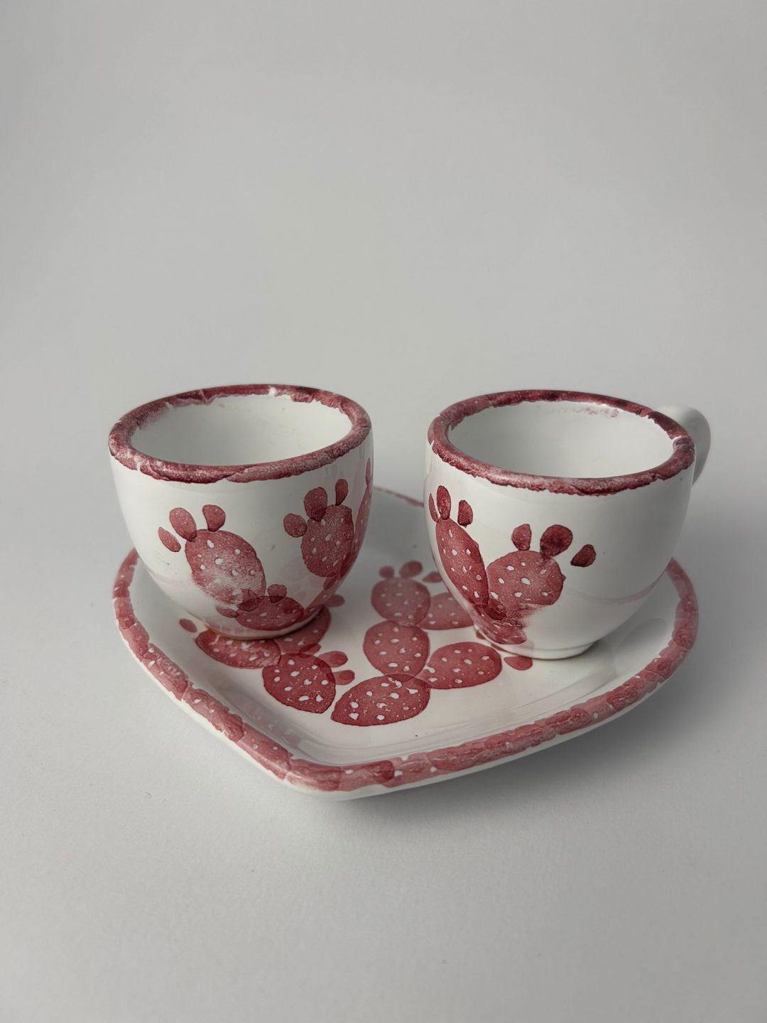 SET DA CAFFE' DIPINTO A MANO ROSSO