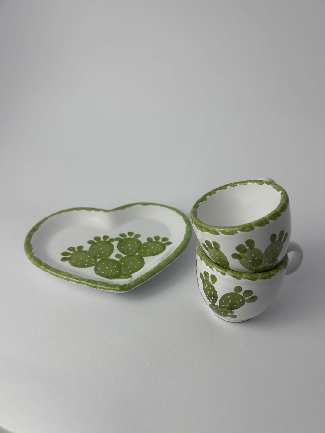 SET DA CAFFE' DIPINTO A MANO VERDE - immagine 4