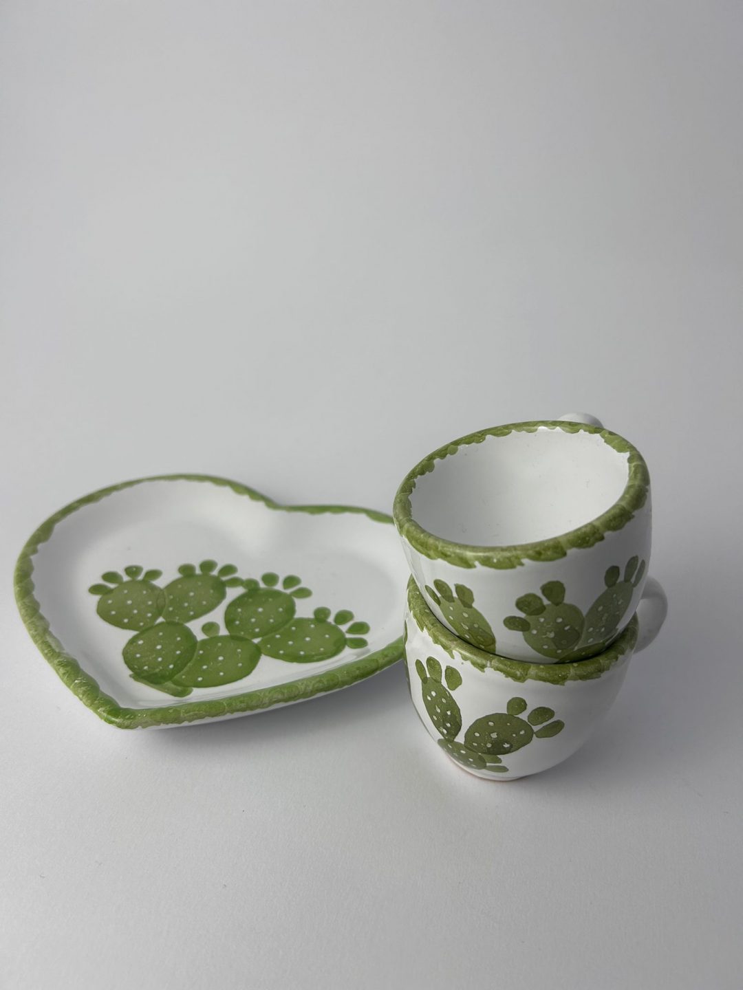 SET DA CAFFE' DIPINTO A MANO VERDE - immagine 3
