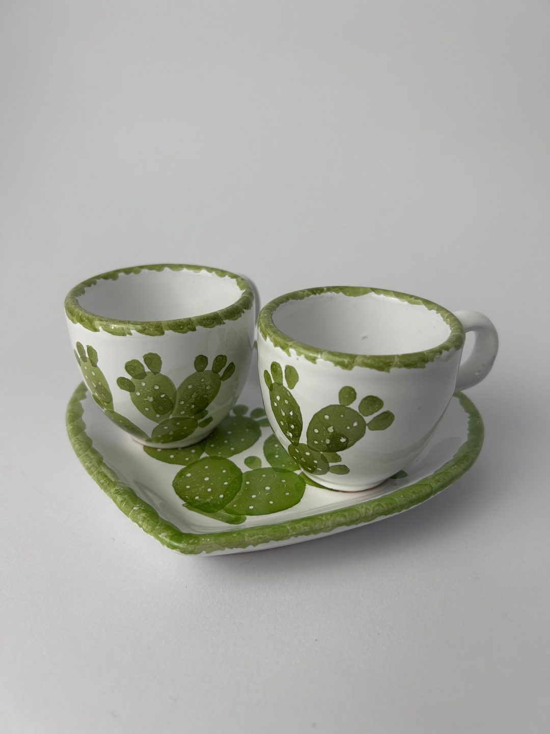 SET DA CAFFE' DIPINTO A MANO VERDE