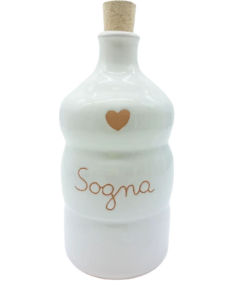 Oliera Bianca 250 ml con incisione "Sogna" in Ceramica