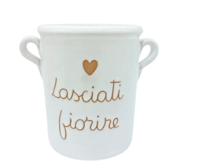 Capasa Bianca con incisione "Lasciati fiorire"