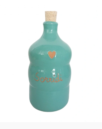 Oliera Verde 250 ml con incisione "Sorridi" in Ceramica