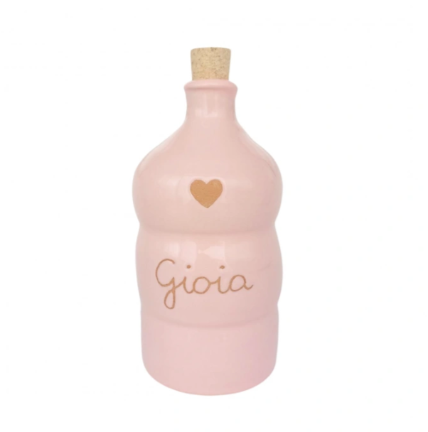 Oliera Bombata Rosa 250 ml con Incisione "Gioia"